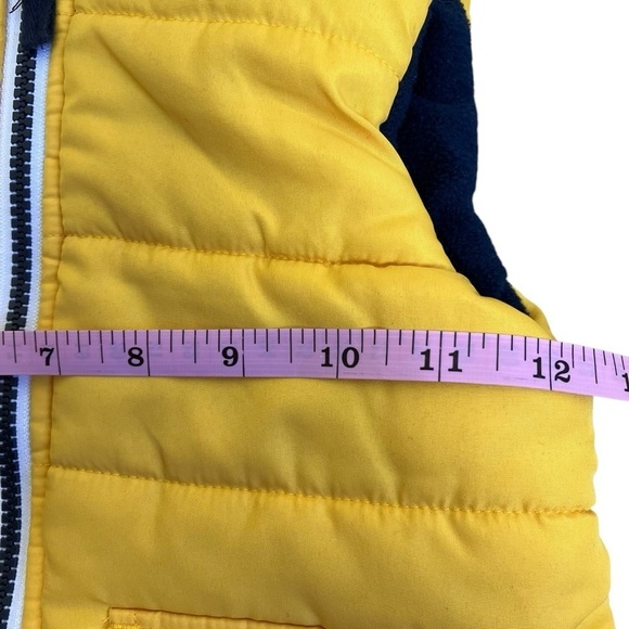 Little Me Yellow Navy Tiger Printed Hooded Puffer Vest Fleece Lined Unisex Sz 2T - Picture 5 of 10